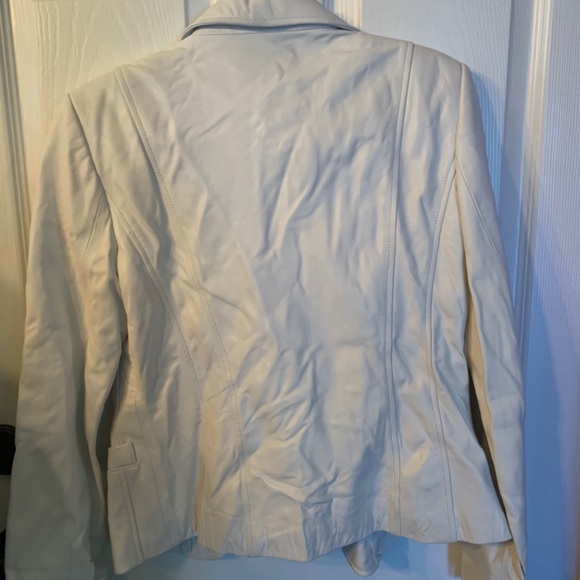 id Collection White Leather Jacket size 10 - Picture 4 of 4